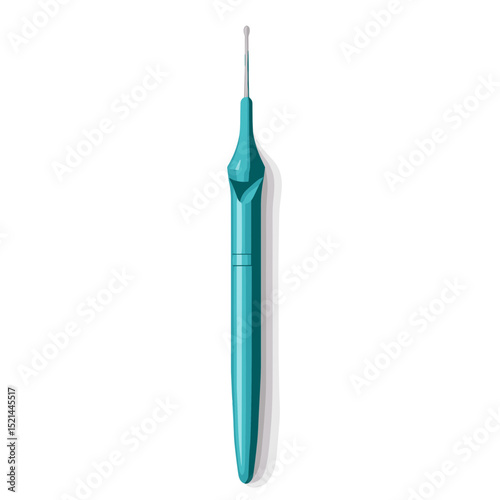 Teal Interdental Brush Tool for Oral Hygiene and Dental Care on White Background for Healthy Gums and Teeth Cleaning