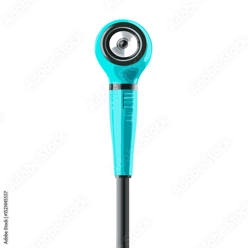 Teal Otoscope Medical Equipment for Ear Examination Isolated on White Background Professional Diagnostic Tool for Healthcare and Clinical Inspection