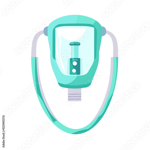 Teal Oxygen Mask Medical Equipment for Respiratory Support Isolated on White