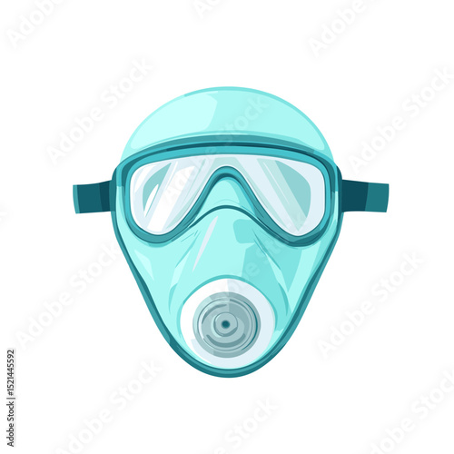 Teal Respirator Mask Protection from Dust and Chemicals in White Background Illustration