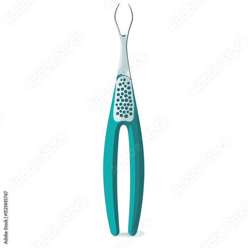 Turquoise and White Metal Tweezer with Elongated Handle on a White Isolated Background for Precision Beauty and Healthcare