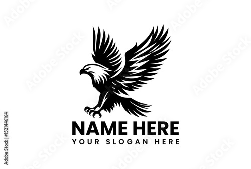 Detailed eagle stencil vector logo featuring spread wings and intricate feather designs