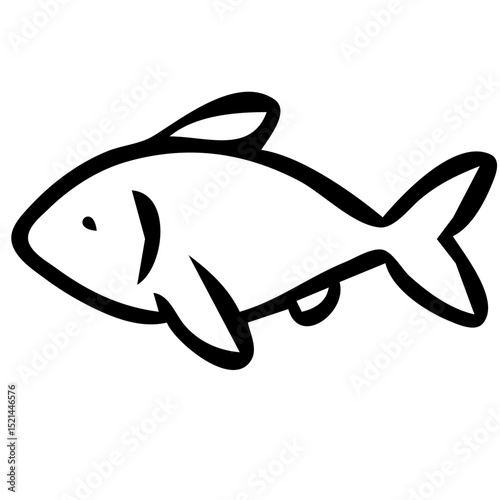 Simple Outline Cartoon Fish Swimming Underwater Animal Illustration Element