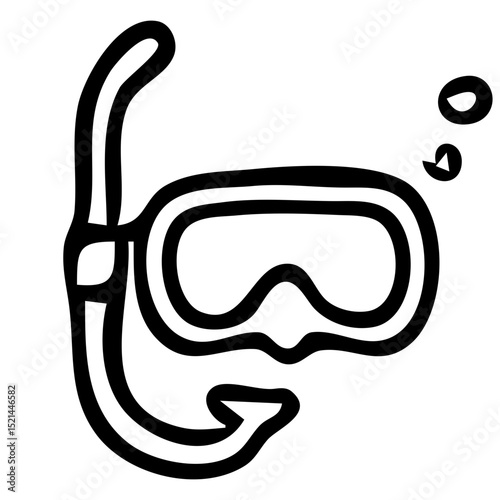 Handdrawn Doodle Diving Mask Snorkel Outline Equipment Graphic Icon