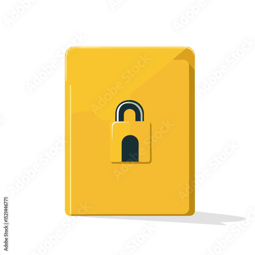 Yellow Envelope with Black Padlock Representing Security and Protection on White Background