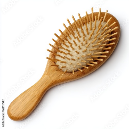 Bamboo hair brush isolated on clean white background