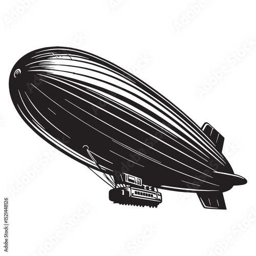 Blimp silhouette with rounded edges – Blimp illustration – Minimalist Blimp vector – Vehicle silhouette

