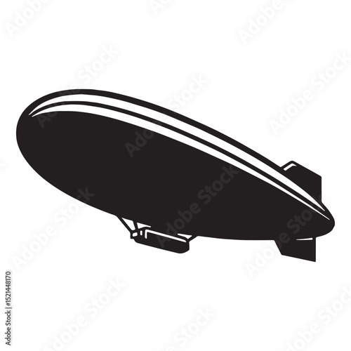 Vintage Blimp silhouette soaring above – Blimp illustration – Minimalist Blimp vector – Vehicle silhouette

