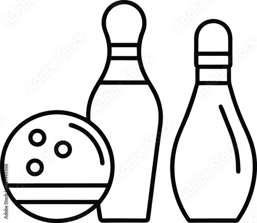 Flat Bowling Icon Pack with Pin Ball and Lane Line art illustration