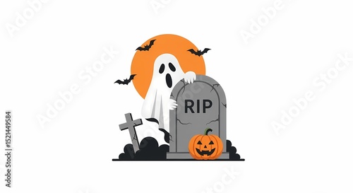 Cute Halloween Ghost Illustration Spooky Season Design