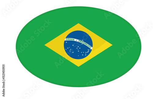 Brazil flag ellipse shaped. vector	