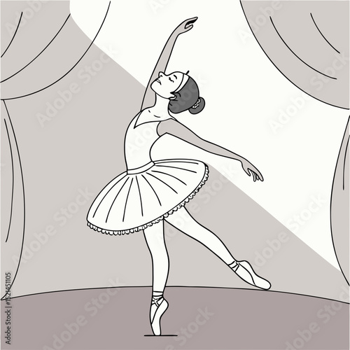 Beautiful vector illustration of a cartoon fairy ballerina dancing with delicate wings and a pink dress