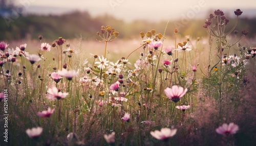 Vibrant Wildflower Meadow in Full Bloom - Capturing Nature's Diverse Beauty