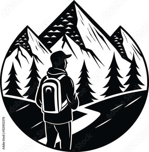 Solitary Hiker in Majestic Mountain Landscape