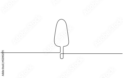 Ice cream in single line draw illustration. Continuous one line drawing, Ice cream bar continuous one line drawing vector illustration, sweet and cold food .