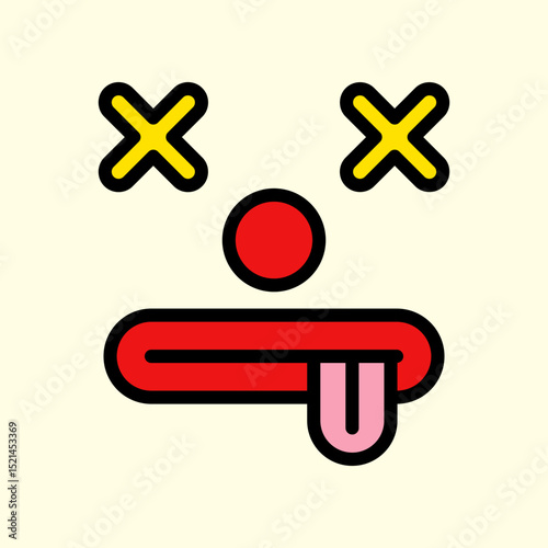 Minimalist Emoji with Playful Cross Eyes and Tongue Expression