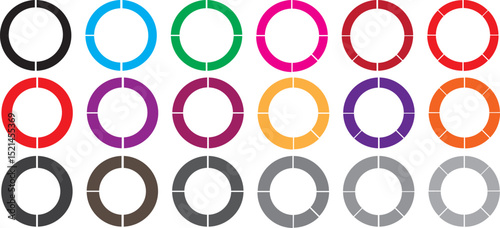  Colorful Pie chart set on Black And Color 