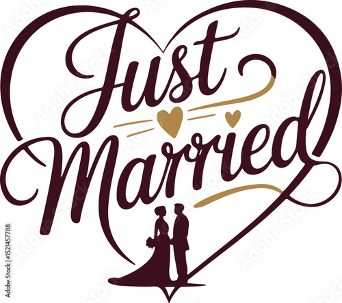text, ''Just Married '' typography vector style 
