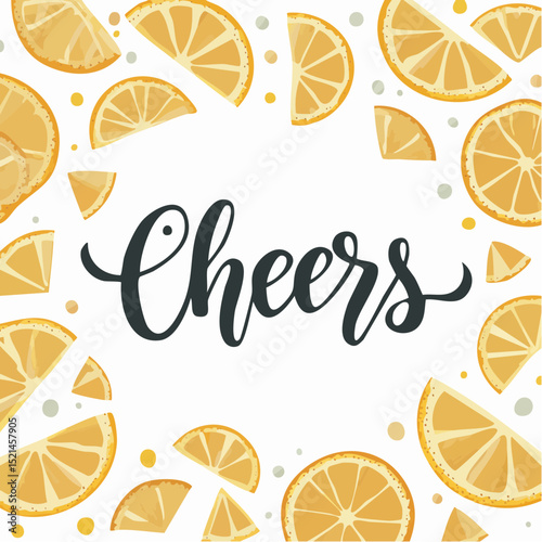 Vector hand lettering phrase cheers, design element for greeting cards and party invitations