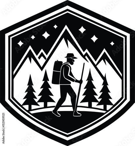 Nighttime Mountain Hiker Emblem