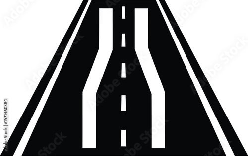 Road Narrowing Traffic Sign Icon Vector with Converging Lines for Highway Safety and Road Symbol Designs