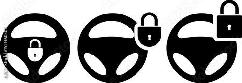 Vehicle Steering lock sign. vehicle security feature present. user interface projects

