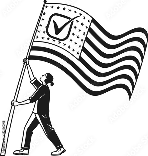 Egyptian businesspeople silhouettes with flag vector illustration