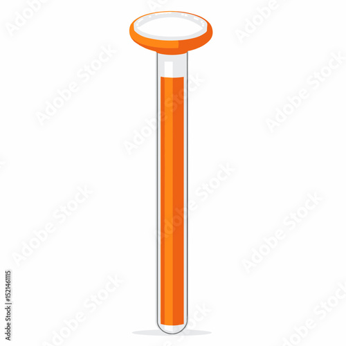 Orange Liquid in Glass Test Tube for Chemistry Lab Experiment in White Background
