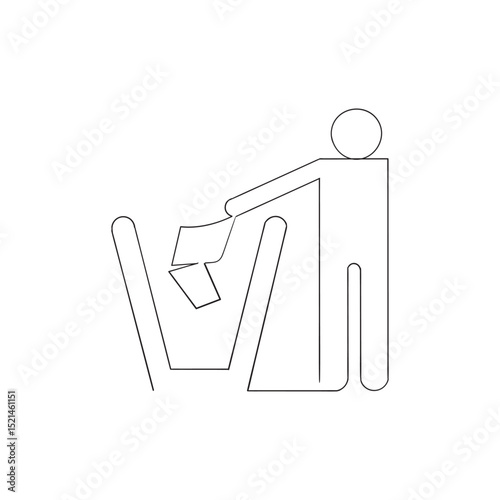  continuous line Trash icon vector. trash can icon. delete sign and symbol.