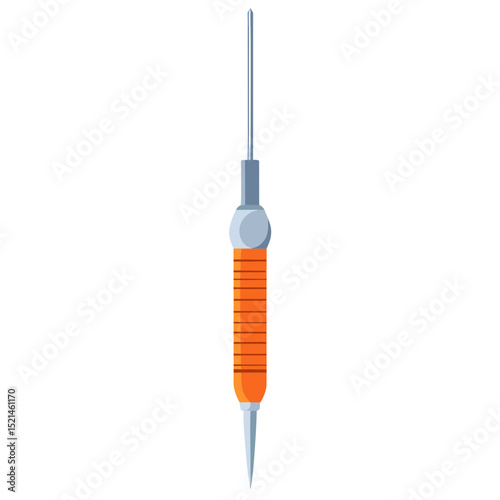 Orange Medical Syringe with Needle for Injection on White Background Healthcare Equipment
