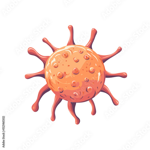 Orange Virus Particle Pixel Art Isolated on White Background Microscopic Viral Pathogen