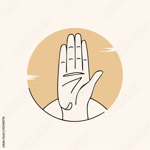 Vector simple linear illustration, hand poster, logo, print design template, hand drawn surfer gesture in minimal modern art style