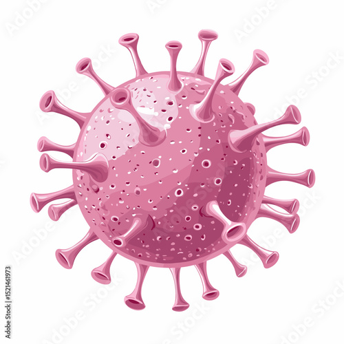 Pink Viral Particle Structure Model on White Background for Medical Illustration