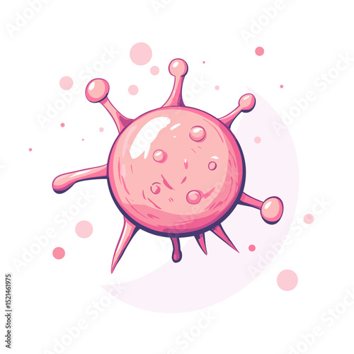 Pink Virus Microbe Pathogen on White Background Isolated Medical Disease Illustration