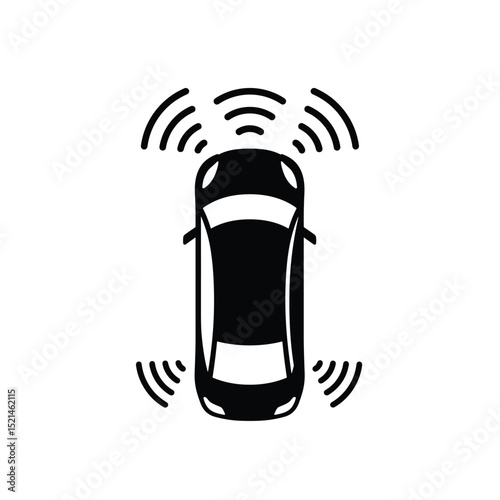Set of Autonomous Car and Autopilot Icons. Driverless Robotic Vehicles, Smart Driving, Navigation, Eco-Friendly Electric Autos, Smart Sensors, and Distance Icons. Vector.