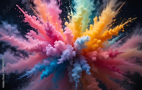 Colorful explosion background abstract art holi powder paint splash vibrant smoke burst design wallpaper texture 3d