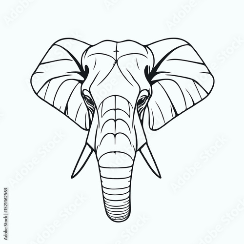 line art vector illustration of an elephant head