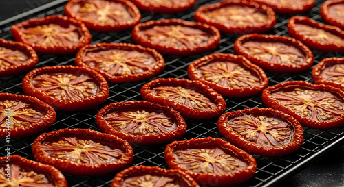 Sun Dried Tomatoes on a Cooling Rack Perfect for Mediterranean Cuisine