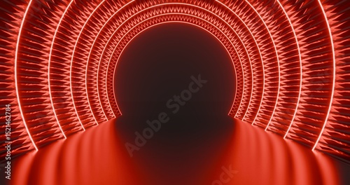 Fototapeta Naklejka Na Ścianę i Meble -  Futuristic architecture background neon arch tunnel 3d render