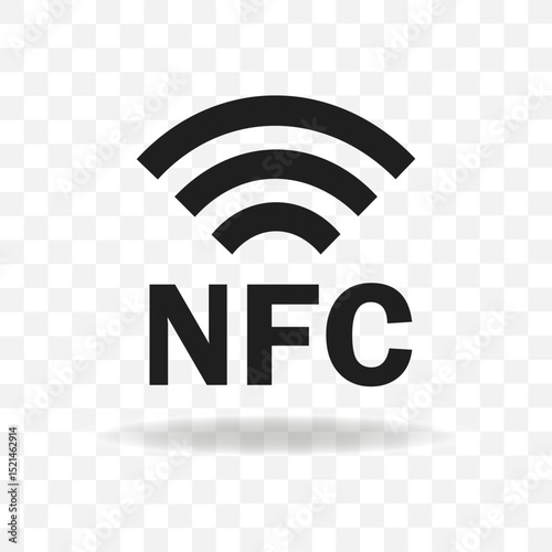NFC symbol indicating wireless communication technology for smart devices and contactless transactions