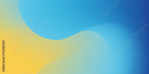 Abstract blurred gradient mesh background in blue and yellow colors of national flag of Ukraine. Poster or banner template.