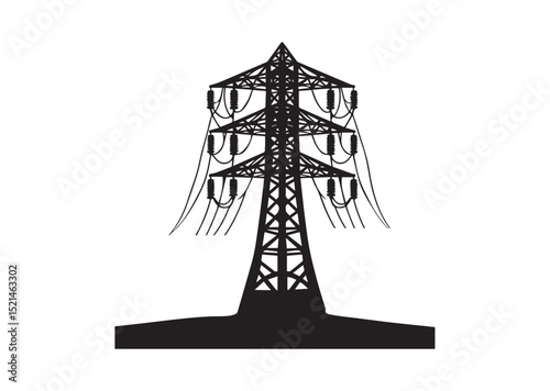 Mobile Tower Icon, Telephone Tower Silhouette Vector