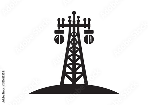 Mobile Tower Icon, Telephone Tower Silhouette Vector