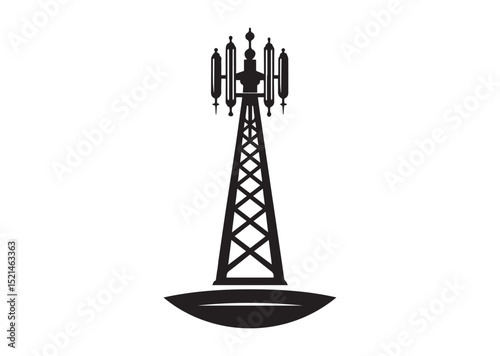 Mobile Tower Icon, Telephone Tower Silhouette Vector