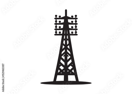 Mobile Tower Icon, Telephone Tower Silhouette Vector