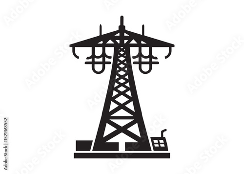 Mobile Tower Icon, Telephone Tower Silhouette Vector