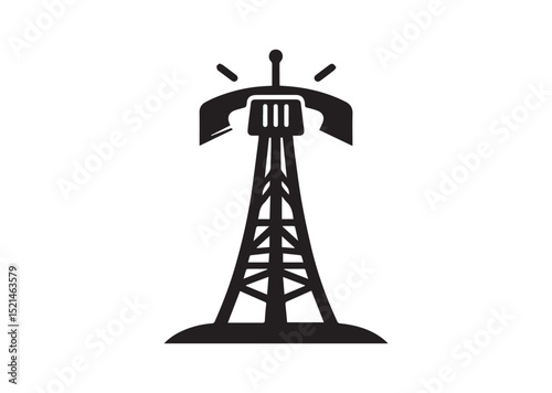 Mobile Tower Icon, Telephone Tower Silhouette Vector