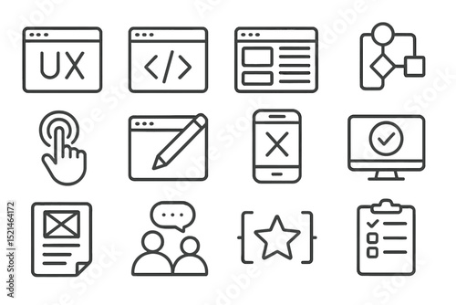 Visual representation of web design elements showcasing user experience, coding, and project management tools