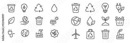 Symbols of sustainability and eco-friendly practices displayed in a clear and organized manner