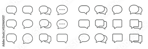 Collection of various speech bubbles in different styles and sizes for communication design and illustration
